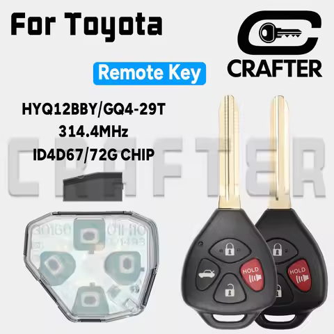 Key Crafters HYQ12BBY 314.4MHz 4D67/G CHIP Remote Car Key For Toyota Camry Corolla Avalon Matrix Yar