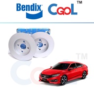 1 Set - Bendix Front Set And Rear Disc Rotor - Honda Civic FC / TEA 1.8 / 1.5T 2016 BR2540 BR2541