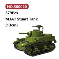 ✨M3A1 Stuart Tank WWII Assembly Model 579 Pcs Third Party Tank Brick Building Block Collectibles