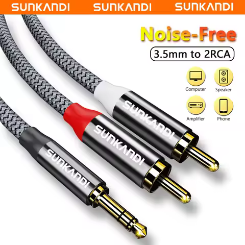 SUNKANDI RCA to 3.5mm Audio Cable, 3.5mm to 2 RCA Male to Male Stereo Auxiliary Cable for Smartphone