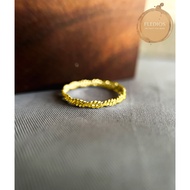 Fledios 916 Gold Double Ring With A Minimalist Pure Fuss/Fledios 916 Gold Rope Ring