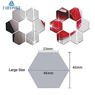 ​24pcs Pack 3D Hexagon Mirror Wall Sticker Art Tile Bathroom Living Room Decor ~