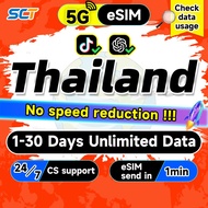 SCT Thailand eSIM 5G 1-30Days 500MB-10GB Unlimited Data eSIM Thailand SIM Card