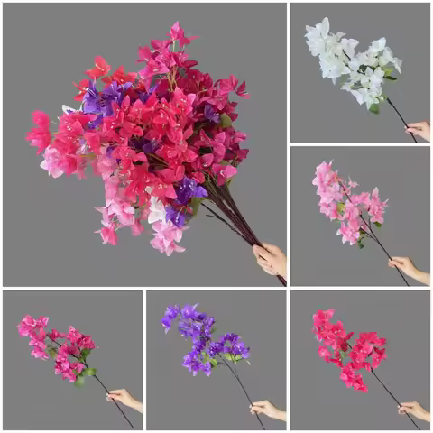 24/51 Heads Simulation Flower Real Touch 76cm Fake Bougainvillea Spectabilis Iron Wire Inner Lining 