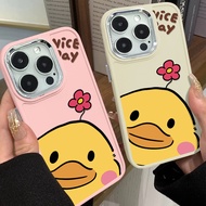 Little Yellow Duck Cute Phone Case Compatible for IPhone 11 12 13 Pro 14 15 7 8 Plus SE 2020 XR X XS Max Soft Casing Metal Buttons TPU Silicone Shockproof Cover Protector