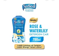 So Soft Detergent Cair kemasan botol 700 ml/So soft biru Rose&Waterlily