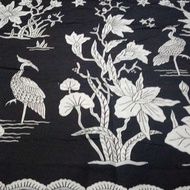 kain batik dobi motif burung bangau hitam ka