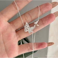 Butterfly Sterling Silver S925 Necklace Butterfly Niche Female Korean Version ins Style Pendant Desi