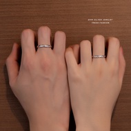 Nhẫn Đôi Bạc Nguyên Khối S999 Micro Zircon