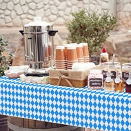 1 Set/3pcs Oktoberfest Blue & White Checkered Plastic Disposable Rectangular Tablecloth, 137 X 274 C