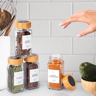 Spice Jars with Label Organizer 12 Seasoning Organizer Glass Spice Jars with Bamboo Lids Seasoning C