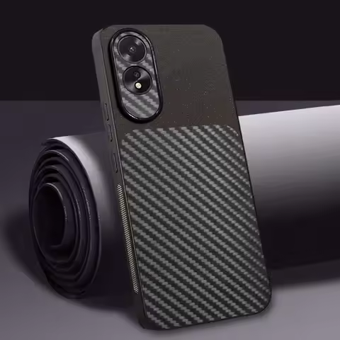 Carbon Fiber Leather Case For OPPO A60 4G 5G Frosted Acrylic Mixed Phone Cover For oppo A60 Case