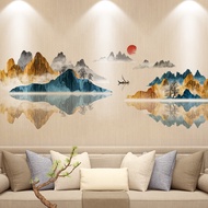 Landscape Painting Stickers Living Room Decoration TV Background Wall Stickers Landscape Paper Painting Wallpaper Wall Wallpaper Self-Adhesive 3D Stereo