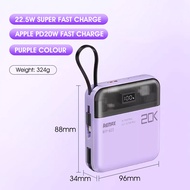 [SG] HXR Remax 10000 20000mAh 22.5W Fast Charging Mobile Powerbank Ultra Compact Quick Charge Built-in Cable External Digital Display Mini Slim Portable Charger 充电宝