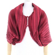 成色極佳的ISSEY MIYAKE MIYAKE 3D 立體褶襉開襟衫，RED， 2 碼，日本製造，正品，女款