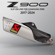 For Kawasaki Z900 2017-2025 Motorcycle Exhaust Slip on Line Modify Middle Pipe Akrapovic Muffler wit