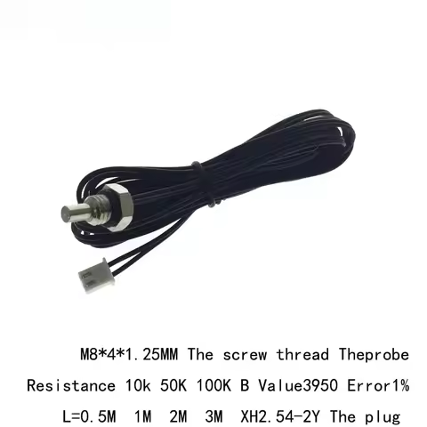 NTC 10k Thermistor M8x4x1.25mm The screw thread probe Resistance 10k 50k 100k B value3950 L=0.5M 1M 