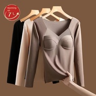 保暖衣 heattech woman T-shirt lengan panjang tebal tanpa tanda dengan pad dada