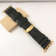 Apple Watch 沛納海 新款 代用 閃電款 錶帶 黑色 厚感紮實 運動錶帶 橡膠錶帶 金色蝴蝶釦 42 44