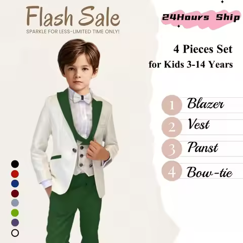 2025 Best Seller Paisley Formal Suit Set for Toddler to Teen - 4 Pieces Wedding Party Tuxedo Jacket 