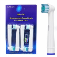 ┅◐✙ 4pcs/set Electric Toothbrush Replaceable Head Tooth Brush Heads For Oral B Electric Brush Nozzles Soft Dupont Bristle SB-17A
