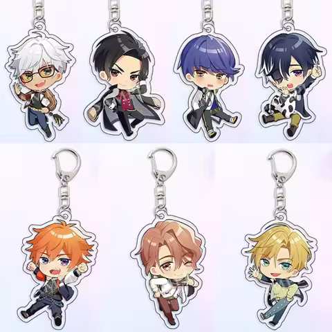 Cartoon Anime Obey Me! Keychain Mrmon Leviathan Asmodeus Figures Pajamas Collection Acrylic Keyring 