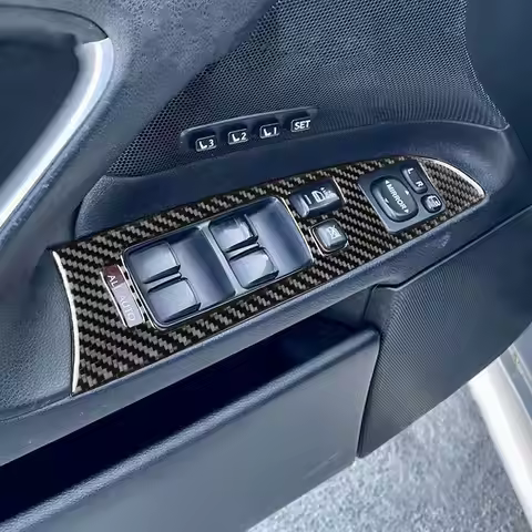 4pcs Carbon Fiber Window Lift Switch Panel Cover Trim For LEXUS IS250 IS350 2006-2008