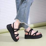 Giày Sandal Nữ MWC 2490 - Giày Sandal Nữ Quai Kép Đính Nơ Đế Bằng Cao 7CM Trẻ Trung Năng Động