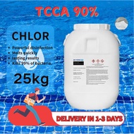 Tcca 90% Chlorine Powder, 25 kg (drum), suitable for swimming pools and spas