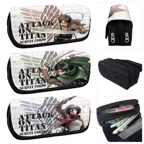 Attack on Titan Pencil Case Cartoon Large Capacity Pencil Storage Bag Student Stationery Organizer P