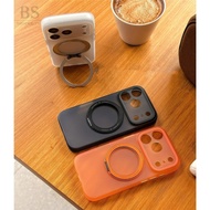 Simple Transparent Solid Color 360 Bracket Frosted Shock-Resistant Suitable For iPhone 17 16 15 Pro 