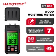 HABOTEST HT633 Wood Moisture Meter Pin Type Digital Moisture Detector Ambient Temperature Humidity w