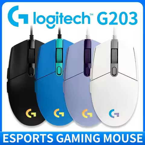 Logitech G203 LIGHTSYNC Wired Gaming Mouse RGB Lighting 6 Programmable Buttons 8000 DPI Precise Trac