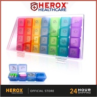 HEROX 28 SLOT (7 x 4) 2 WAYS Pack Weekly Pill Organizerill Box Large Compartments Moisture-Proof H00