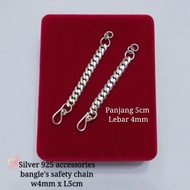 Pure Silver 925 (1pc) Safety Chain for Bangle Anak Rantai Bangle lelaki Perak Fashion accessories pin ring