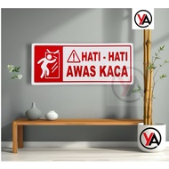 YES Acrylic Heart Beware of Glass Acrylic Sign Heart Beware of Glass Size 22x9