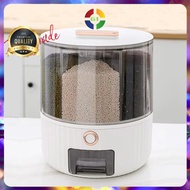 (GI) 360 Rotating Rice Storage Dispenser Container Rice Box Moisture Proof 6 Grid 6kg