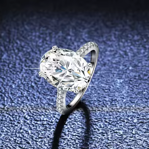 18K gold diamond irregular moissanite ring PT950 platinum 5-carat egg shaped pigeon egg simple and f