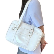 DYJKOUG Da PU Túi đeo vai đồng phục JK Trái tim tình yêu Dung lượng lớn Túi Tote JK Cổ điển Túi đeo 