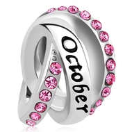 January-December 12 Months Colors Birthstone Happy Birthday Charm Compatible with Pandora Charms Bra