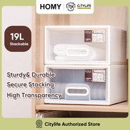 Citylife Household Drawer Storage Box 19L Stackable Storage Chest Plastic Cabinet