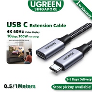 UGREEN USB C Extension Cable USB 3.2 Gen 2 10Gbps Type C Male to Female Extender Cord Nylon Braided 100W Fast Charge 4K