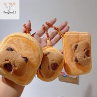 [pes] Cute Capybara Plush Coin Purse Zipper Change Purse With Keychain Small Headphone Lipstick Bag 