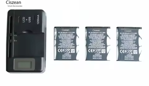 Ciszean 3x890mAh BL-5B Replacement Battery+LCD Charger For Nokia 6120/6120C/6121C/7260/7360/7620/N80