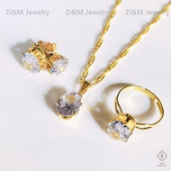 D&amp;M Jewelry 18K Bangkok Gold set 3in1 necklace earrings Adjustable ring