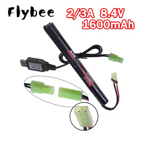 7S Airsoft Gun Battery /USB Charger 2/3A 8.4V 1600mAh NiMH + Mini Tamiya Plug For Airsoft Guns Cyma