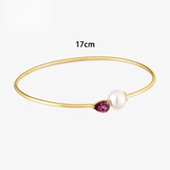 TOUS Gold Slave Bracelet, Rhodolite And Cultivated Pearl Ivette Suitable For Women Birthday Gift Val