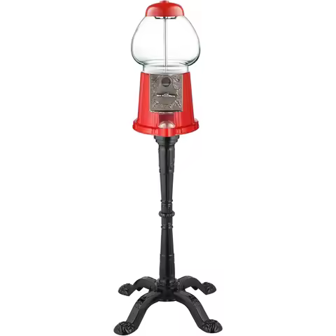 Vintage-Look Gumball Machine with Coin Bank - Nostalgic Decor Candy Dispenser Vending Machine (Red)