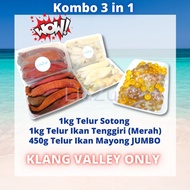 Kombo 3 in 1 (A) (Telur Ikan Mayong JUMBO + Telur Ikan Tenggiri + Telur Sotong) - [KL/Selangor/Putra