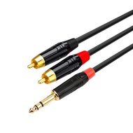 6.5mm (6mm)Stere to 2AV audio cable 1m/1.5m/2m/3m long